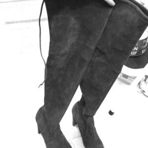 Thigh high suede boots